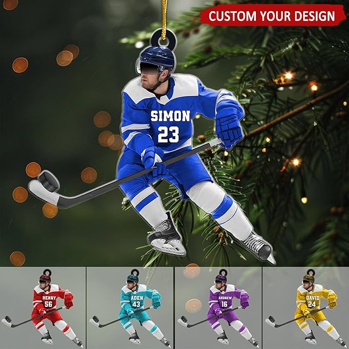 Personalized ice Hockey Ornament N09