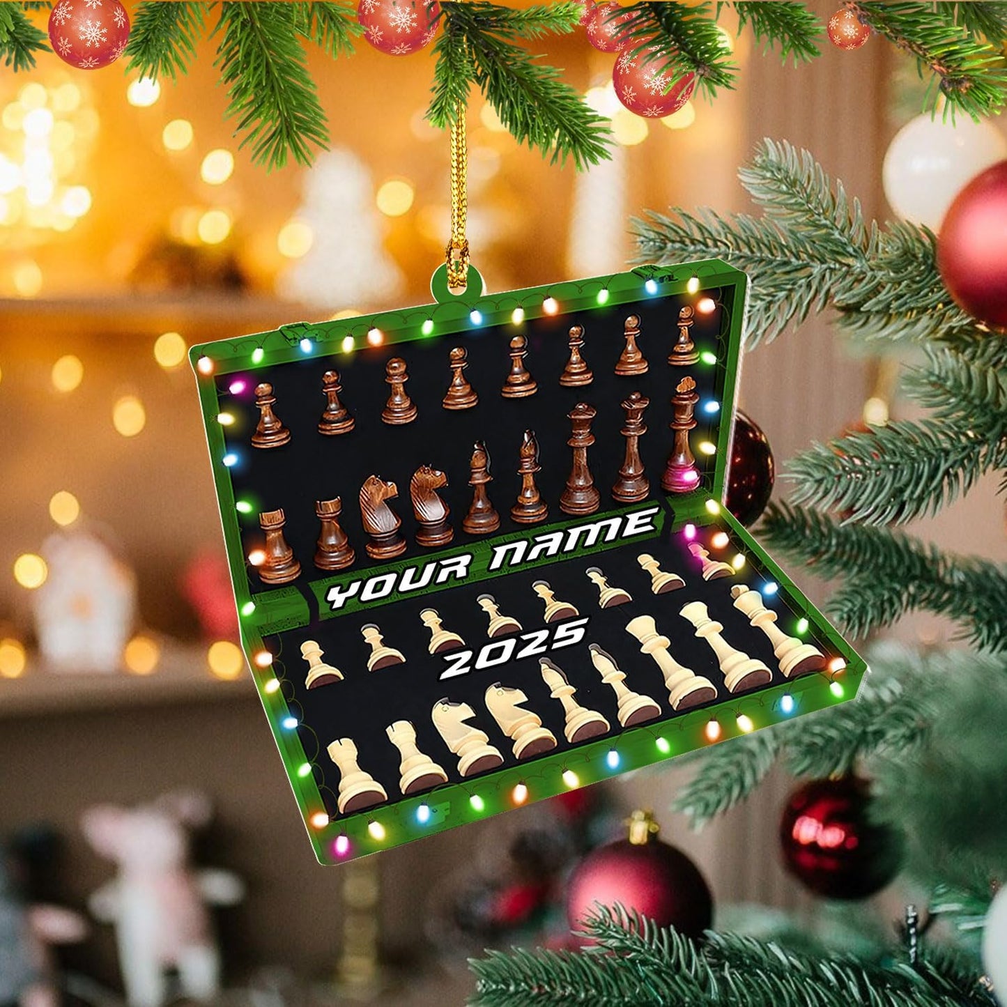 Personalized Name Chess Ornament Gift for Men Women Chess Team Player N16