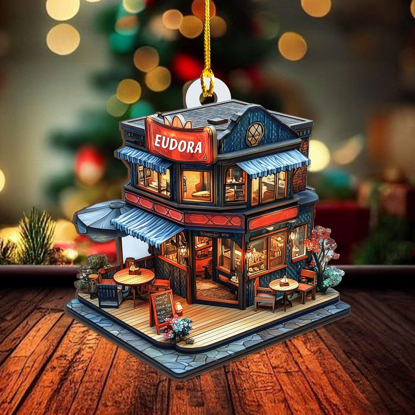 Personalized Coffee House Ornament – Unique Holiday Keepsake for Coffee Lover TC20