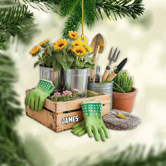 Custom Name Garden Equipment Ornament | Gardener Christmas Tree Decor Gift for Plant & Nature Lovers TG76