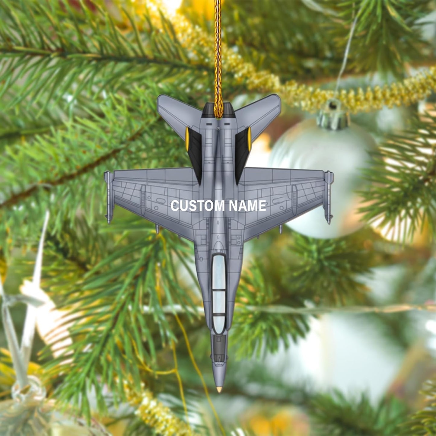Custom Name Pilot Jet Christmas Ornament