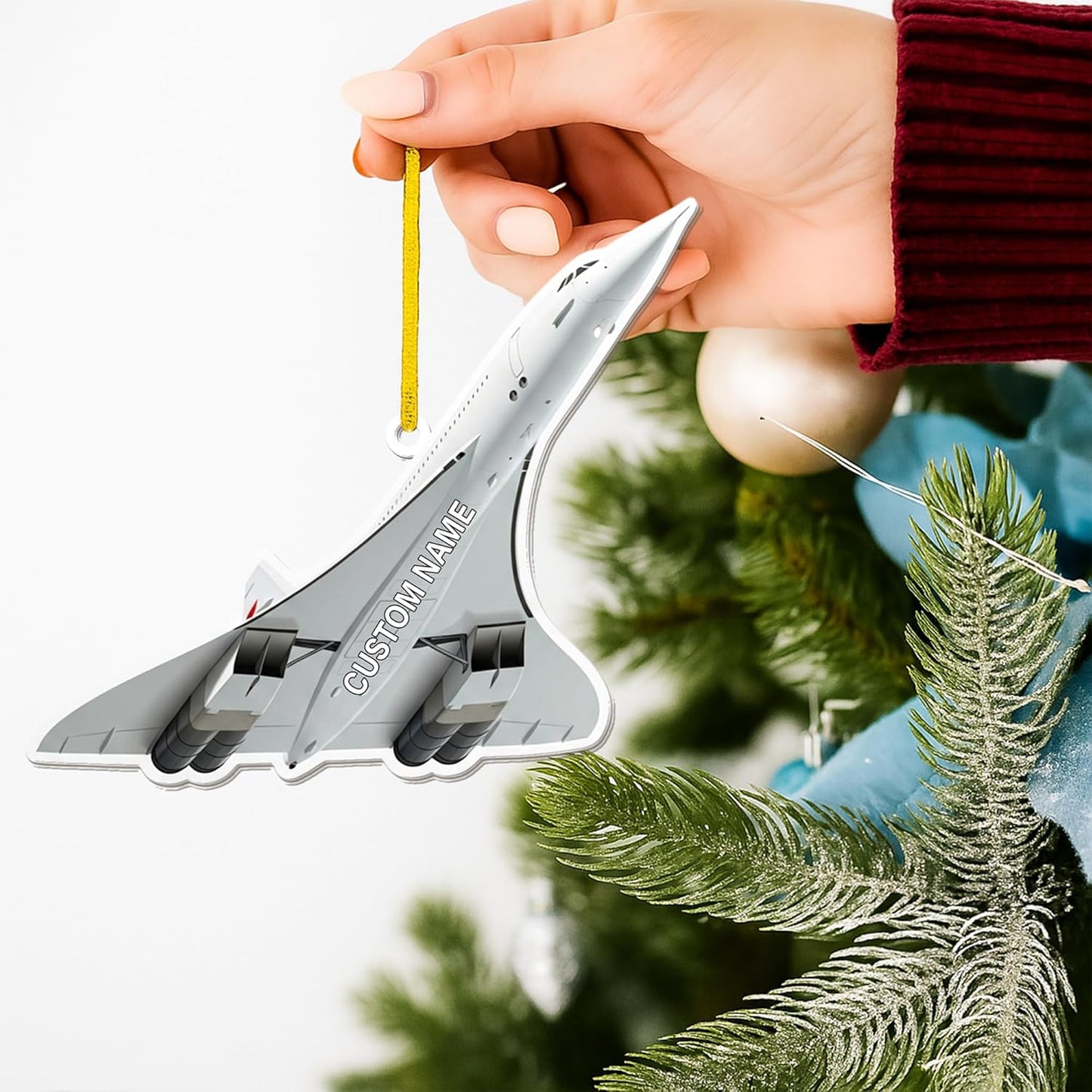 Custom Name Pilot Jet Christmas Ornament Style 2