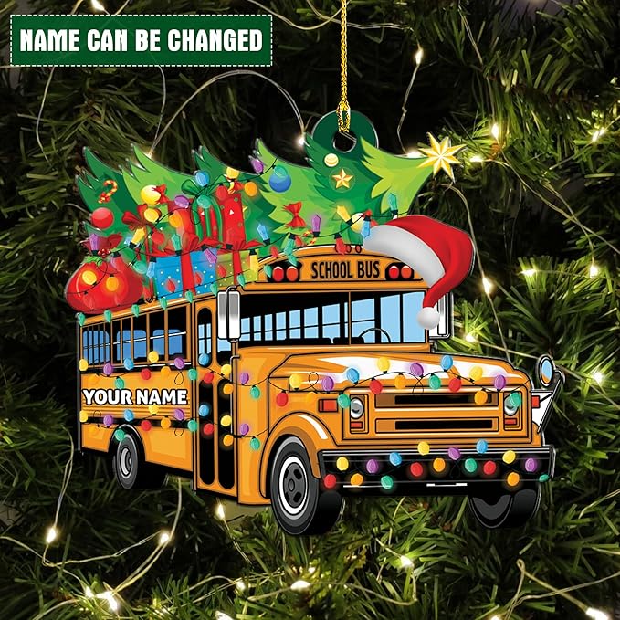 Personalized School Bus Ornament - Bus Driver Christmas Gift L8