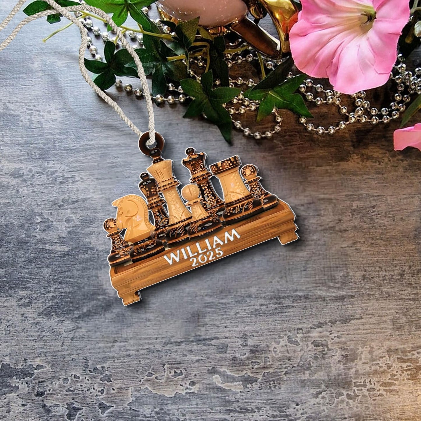 Personalized Name Chess Ornament Gift for Men Women Chess Team Player N18