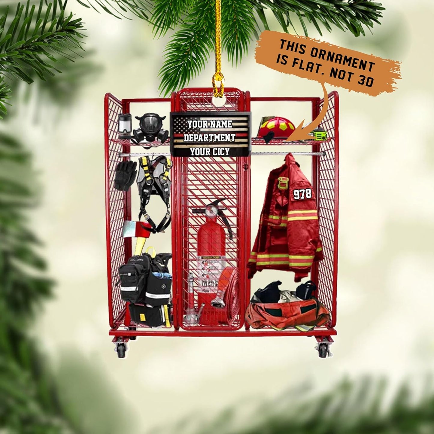 Personalized Firefighter Locker Christmas Ornament Style 1