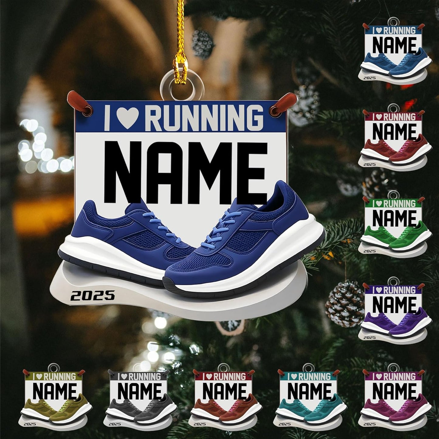 Personalized Running Ornament – Custom Marathon Acrylic Ornament, Runner Christmas Gift, Race Finisher Decoration TM5