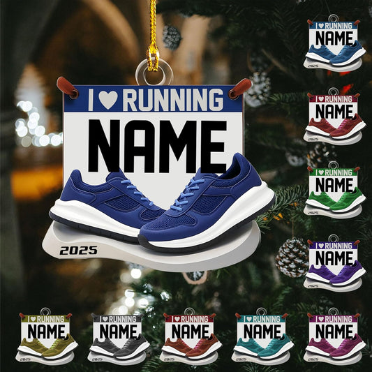 Personalized Running Ornament – Custom Marathon Acrylic Ornament, Runner Christmas Gift, Race Finisher Decoration TM5