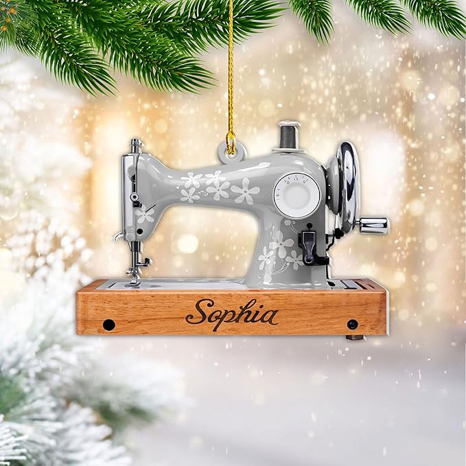 Personalized Sewing Machine Ornament - Custom Christmas Gift for Sewing Lovers LL15