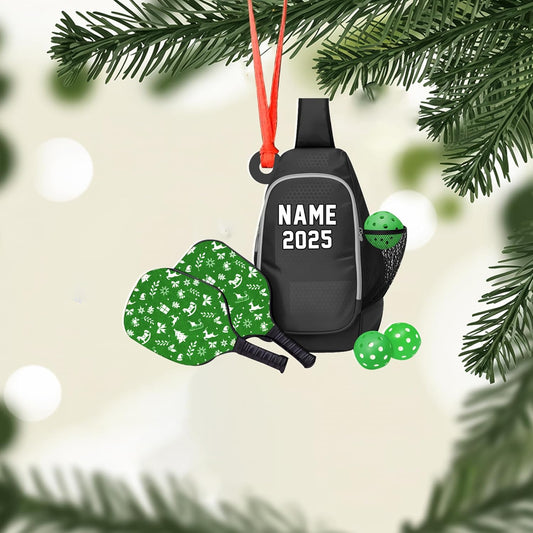 Custom Name and Year Pickleball Bag Ornament – Pickleball Christmas Ornament 1