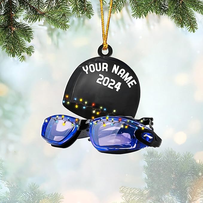 Personalized Swimming Ornament - Custom Swimmer Christmas Gift for Boys, Girls & Pool Lovers LL16