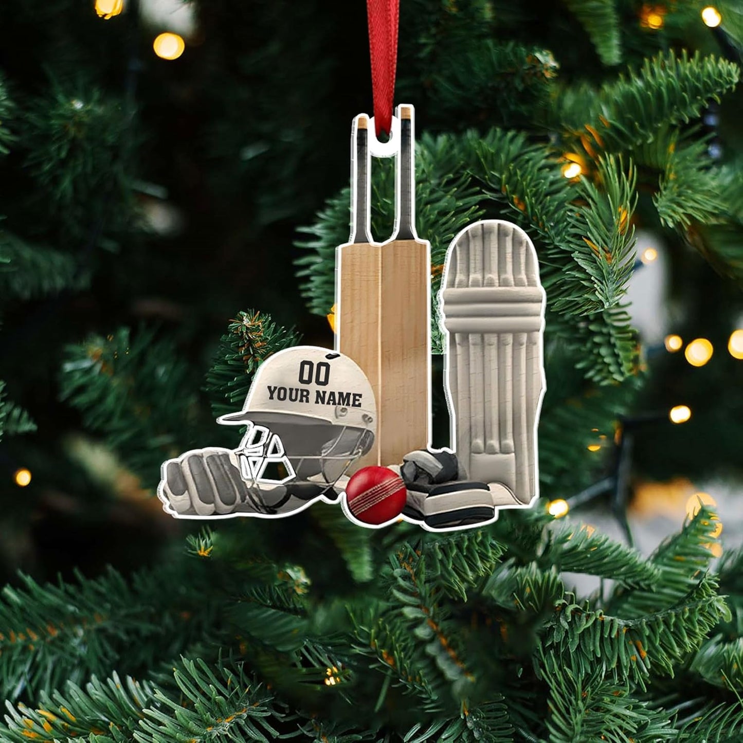 Personalized Cricket Christmas Ornament 2025, Custom Cricket Bat Ornament N15
