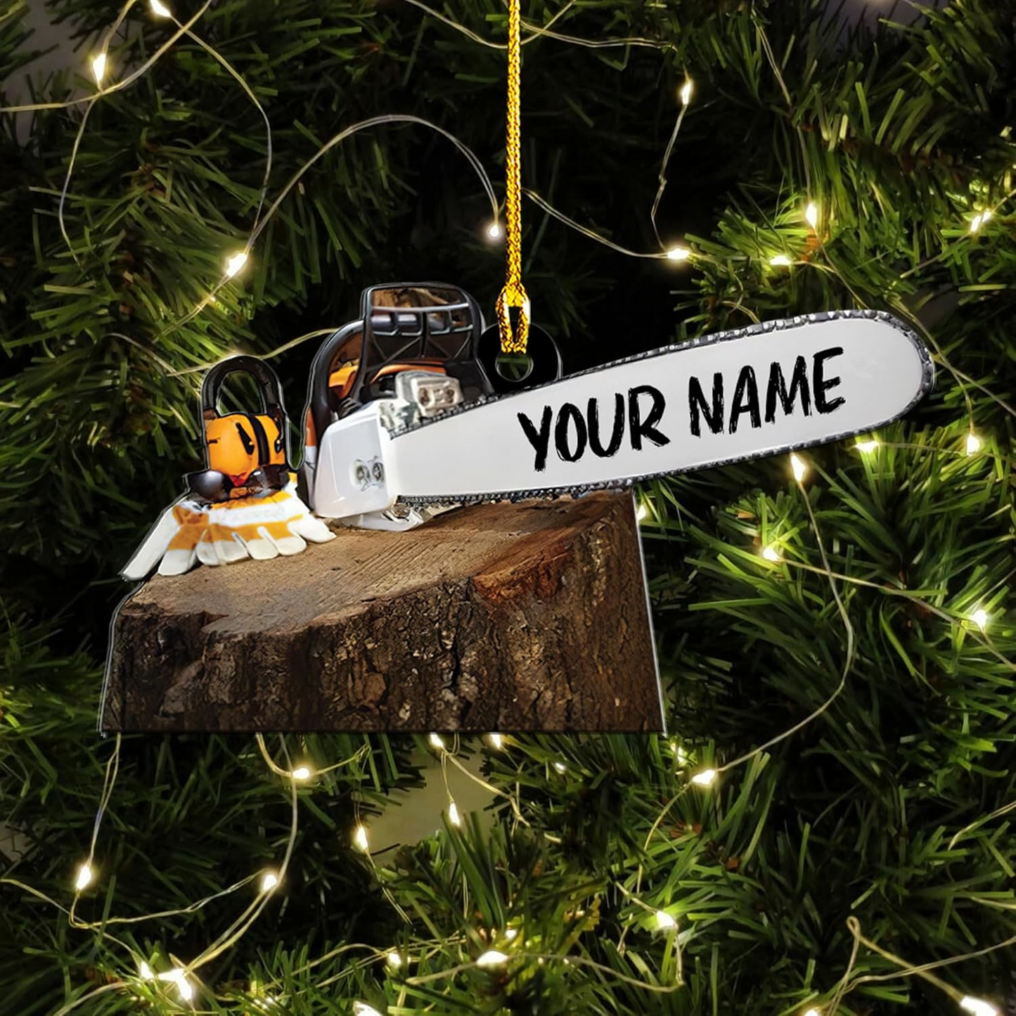 Personalized Chainsaw Ornament – Carpenter Lumberjack Christmas Ornament H4