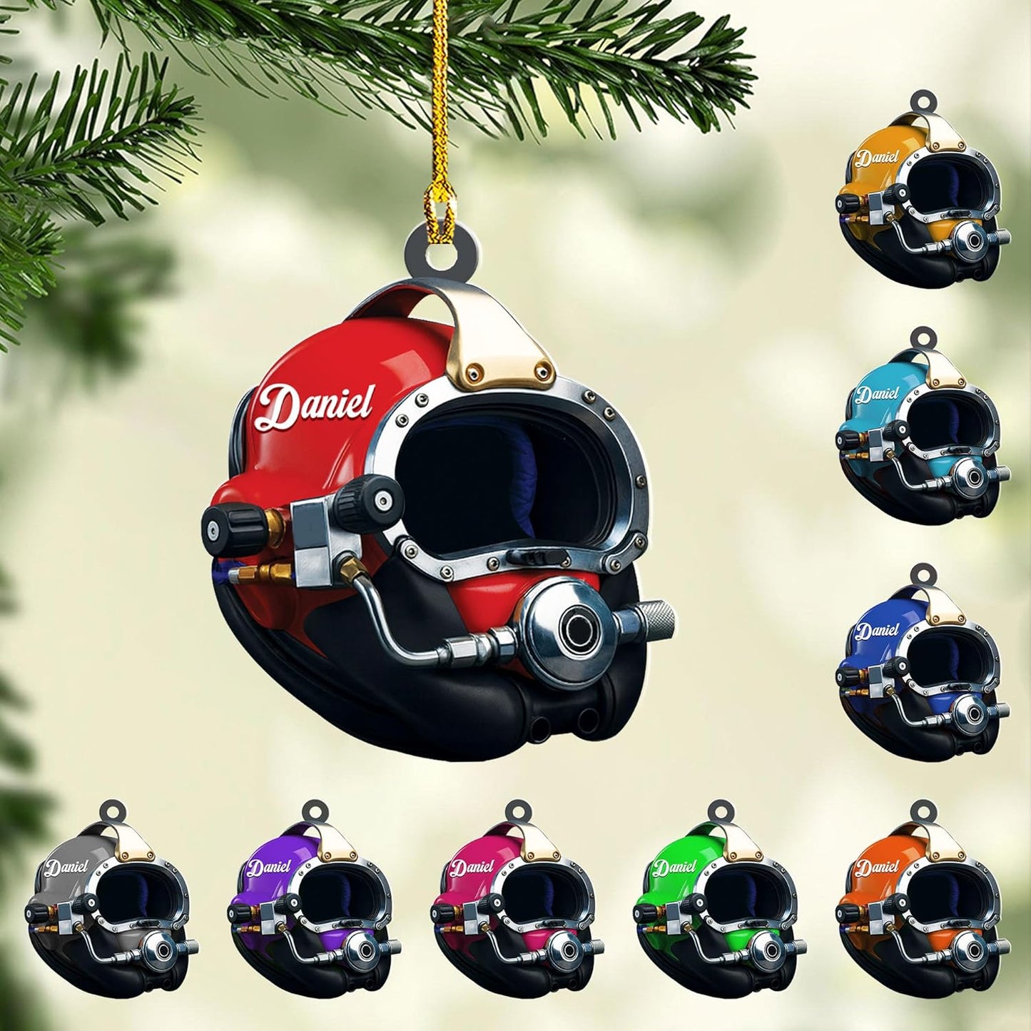 Custom Name Diving Ornament – Personalized Acrylic Scuba Diver Christmas Keepsake, Underwater Gift TSD20