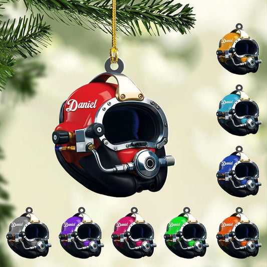 Custom Name Diving Ornament – Personalized Acrylic Scuba Diver Christmas Keepsake, Underwater Gift TSD20