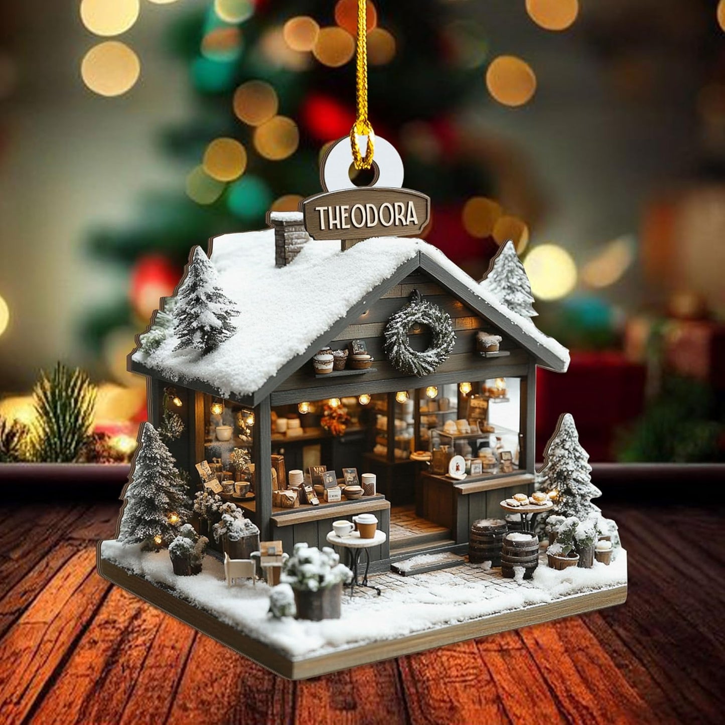 Personalized Coffee House Ornament – Unique Holiday Keepsake for Coffee Lover TC19