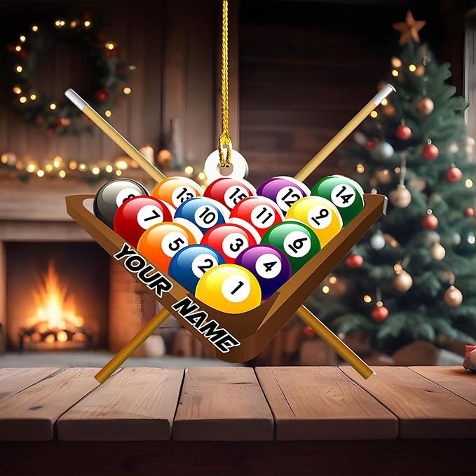 Personalized Billiards Ornament 2025, Billiards Christmas Ornaments N16