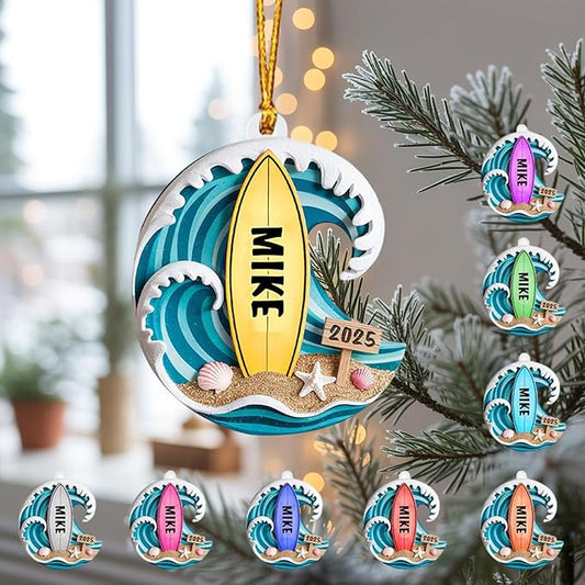 Custom Surfboard Christmas Ornament - Surfing Tree Decoration Gift for Surfers LL15