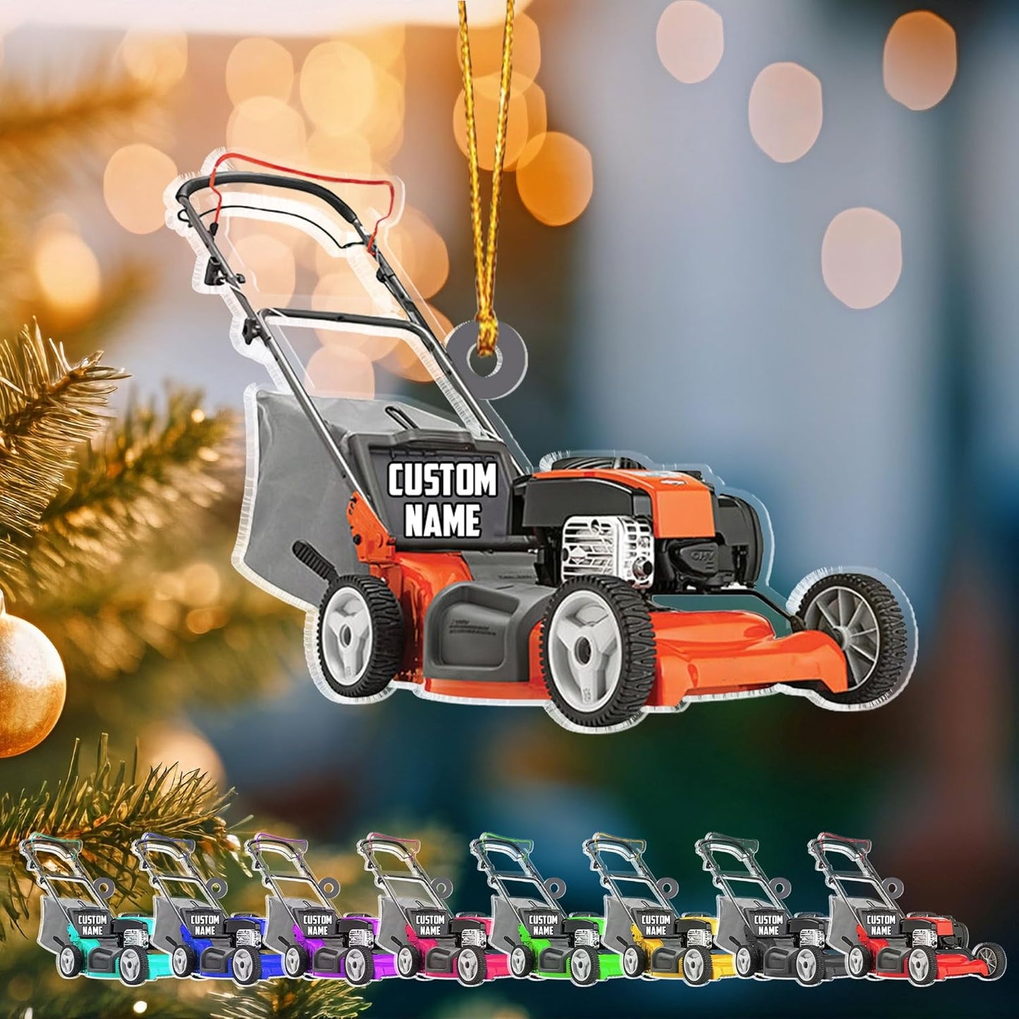 Custom Name Lawn Mower Christmas Ornament | Personalized Gardening Holiday Keepsake Gift for Gardeners & Lawn Care Workers TG69