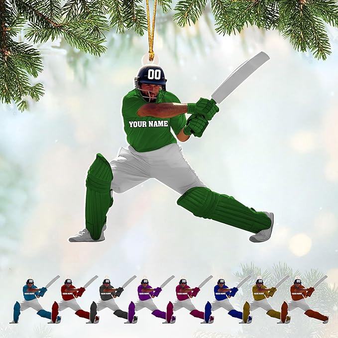 Personalized Cricket Christmas Ornament 2025, Custom Cricket Bat Ornament N21