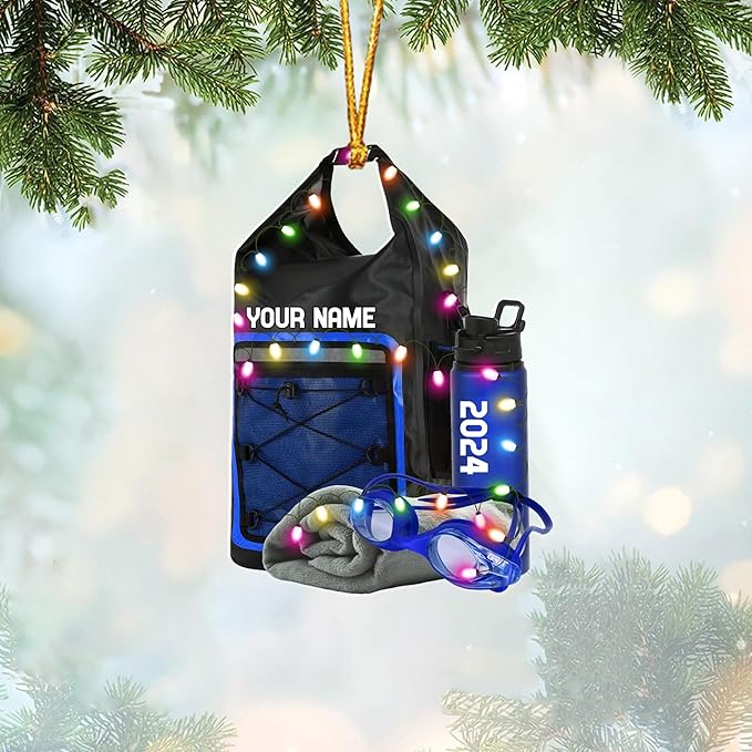 Personalized Swimming Ornament - Custom Swimmer Christmas Gift for Boys, Girls & Pool Lovers LL15