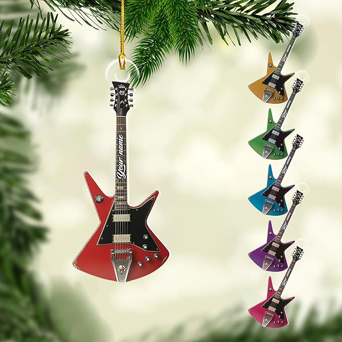 Personalized Electric and Acoustic Guitar Christmas Ornament - Guitar Ornament Gift LL30
