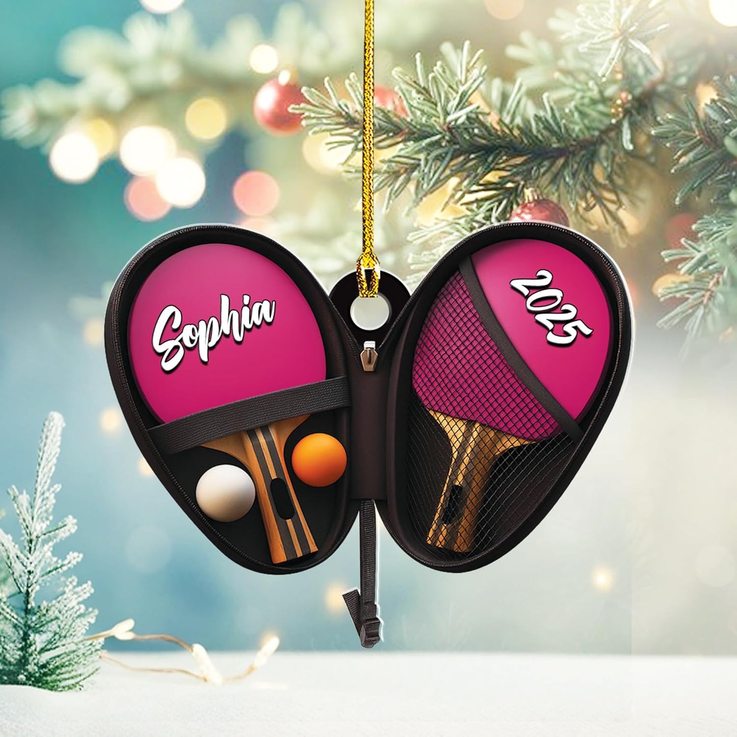 Custom Name Table Tennis Christmas Ornament – Personalized Acrylic Ping Pong Player Gift, Sport-Themed Holiday Decoration TT18