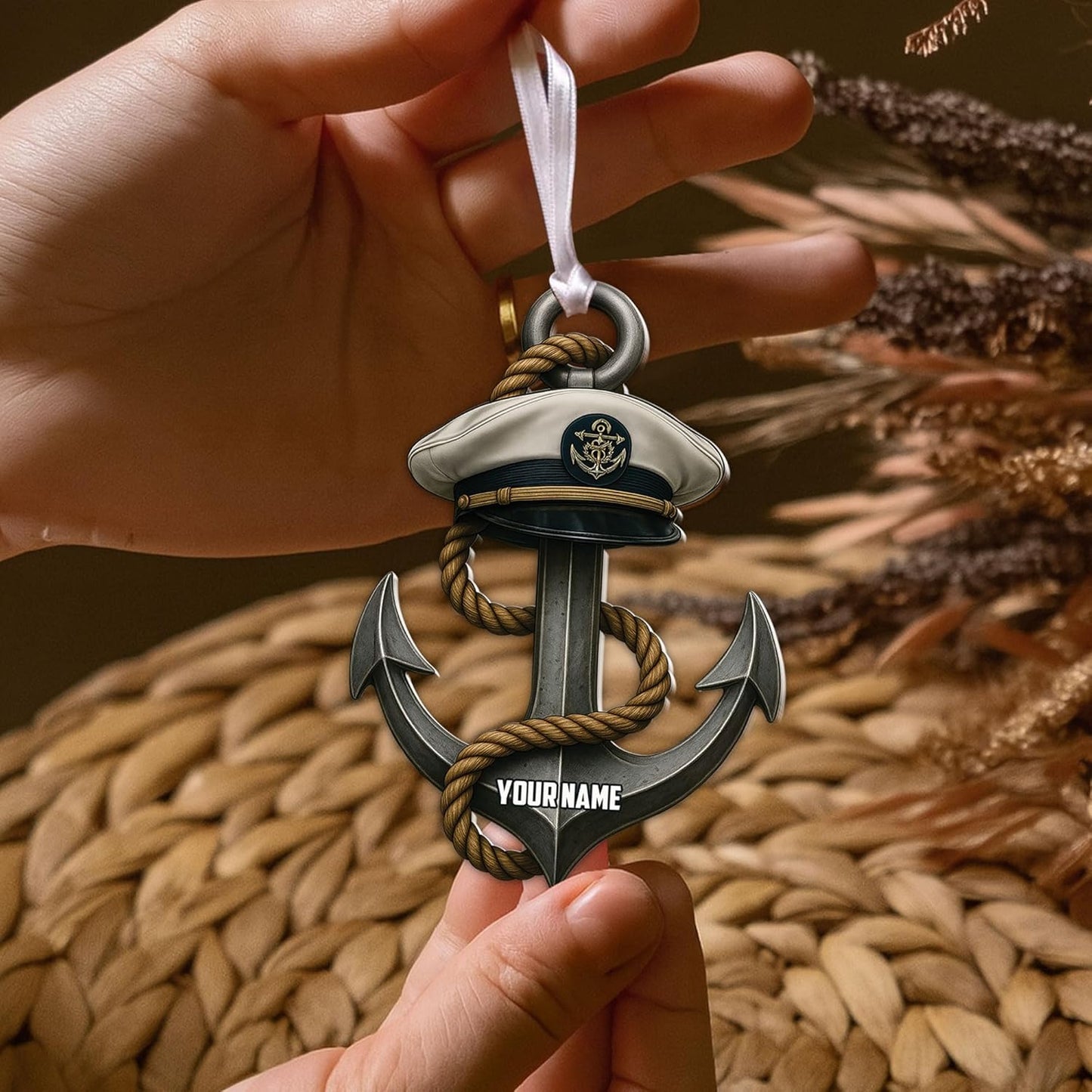 Personalized Sailor Ornament – Custom Captain Sailor Acrylic Ornament, Unique Sailing Glass Keepsake, Navy Captain Holiday Gift for Sailors TS17