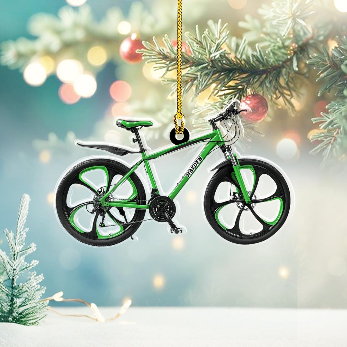 Custom Name Cycling Acrylic Ornament – Personalized Bike Gift, Christmas Tree Keepsake for Cycling Enthusiasts TC37