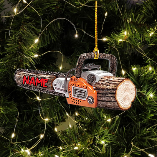 Personalized Chainsaw Ornament – Carpenter Lumberjack Christmas Ornament H3