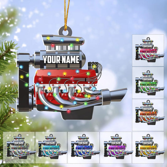 Personalized Racing Car Ornament – Custom Acrylic Drag Racing Christmas Decoration, Gift for Car Lovers and Drivers TR22