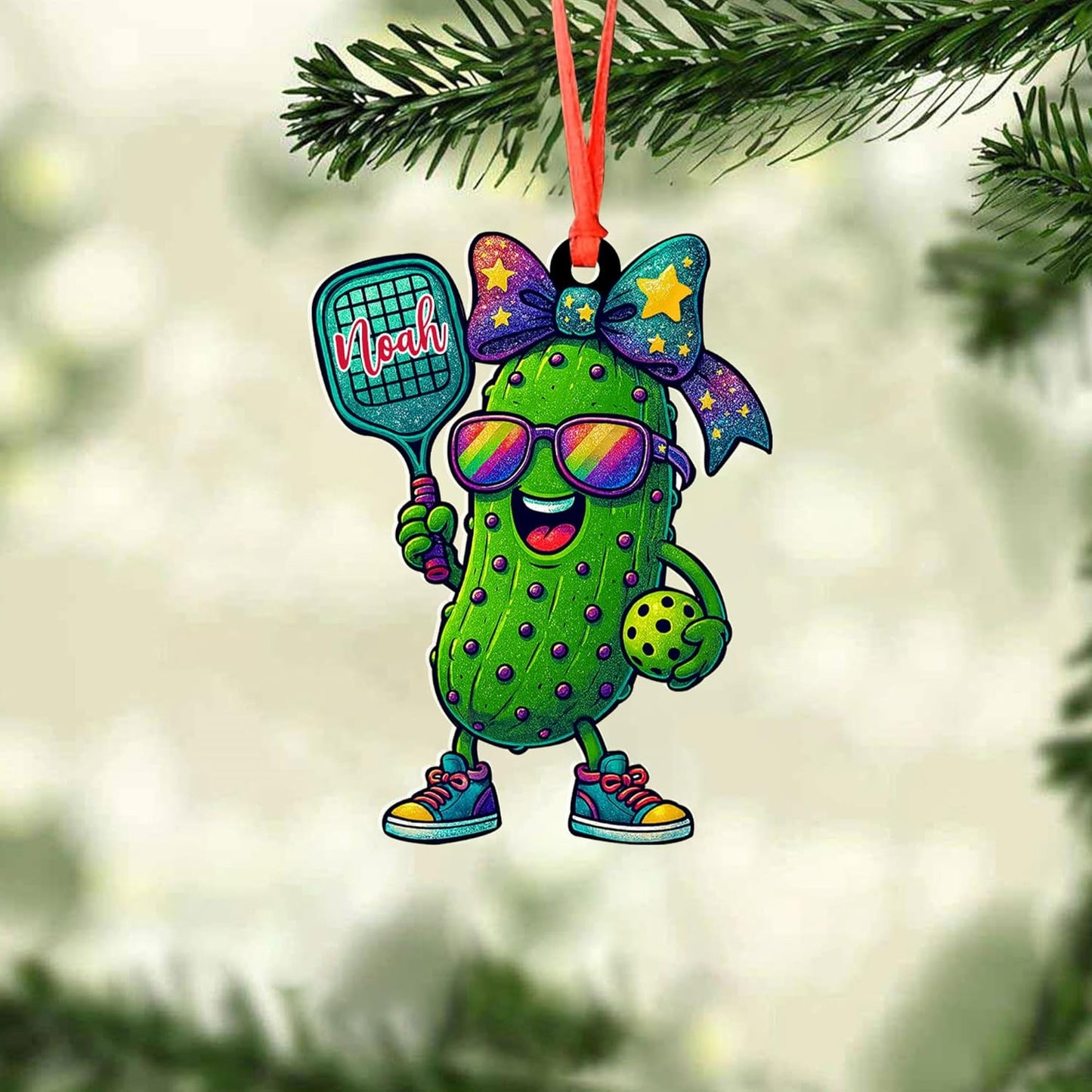 Custom Name Pickleball Ornament – Funny Pickleball Christmas Ornament