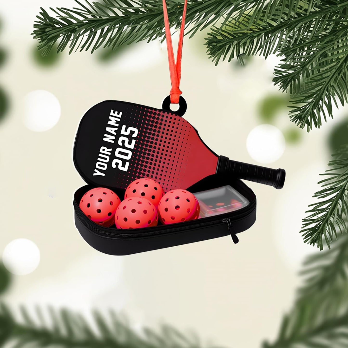 Custom Name and Year Pickleball Bag Ornament – Pickleball Christmas Ornament 2