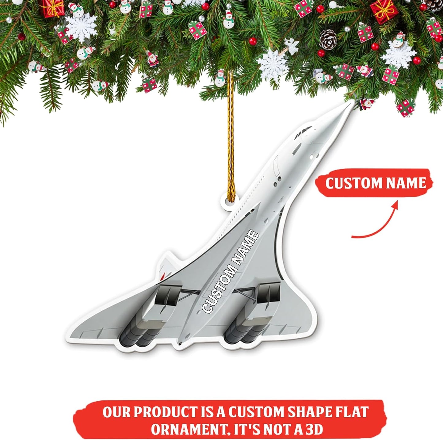Custom Name Pilot Jet Christmas Ornament Style 2