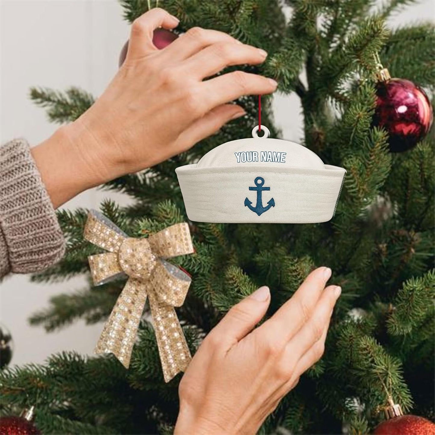 Personalized Sailor Ornament – Custom Captain Sailor Acrylic Ornament, Unique Sailing Glass Keepsake, Navy Captain Holiday Gift for Sailors TS11