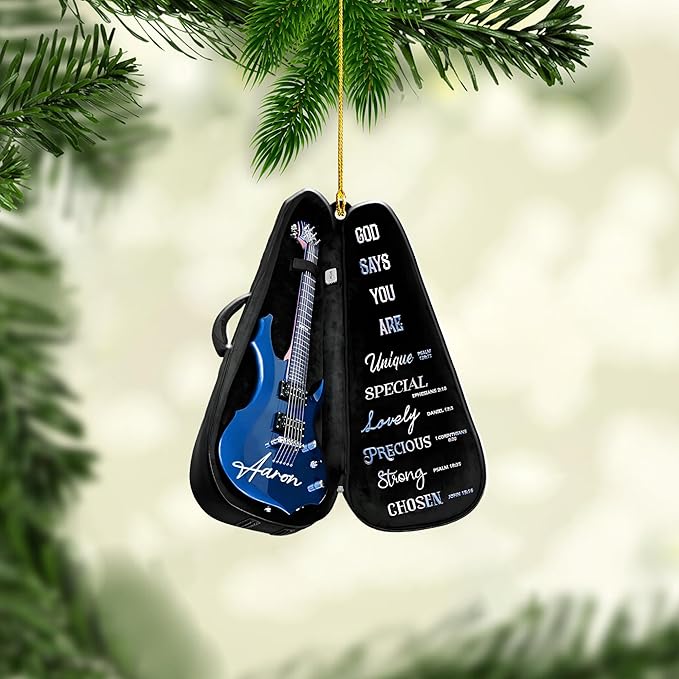 Custom Electric and Acoustic Guitar Christmas Ornament - Guitar Ornament Gift LL16