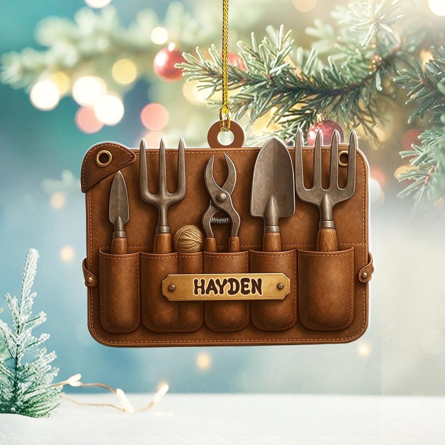Personalized Gardening Acrylic Ornament – Custom Name Garden Tools Christmas Tree Decoration for Gardeners & Plant Lovers TG6