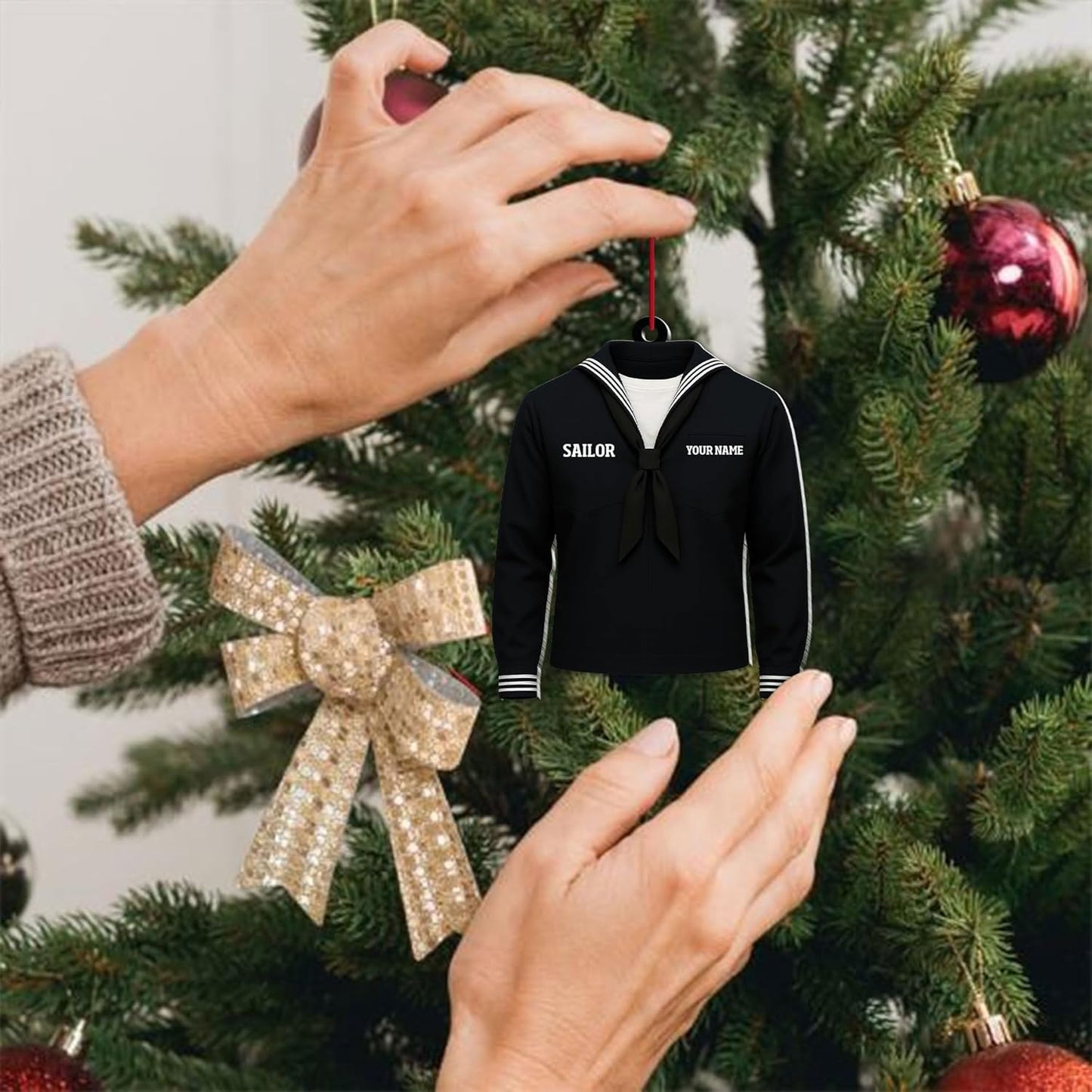 Personalized Sailor Ornament – Custom Captain Sailor Acrylic Ornament, Unique Sailing Glass Keepsake, Navy Captain Holiday Gift for Sailors TS13