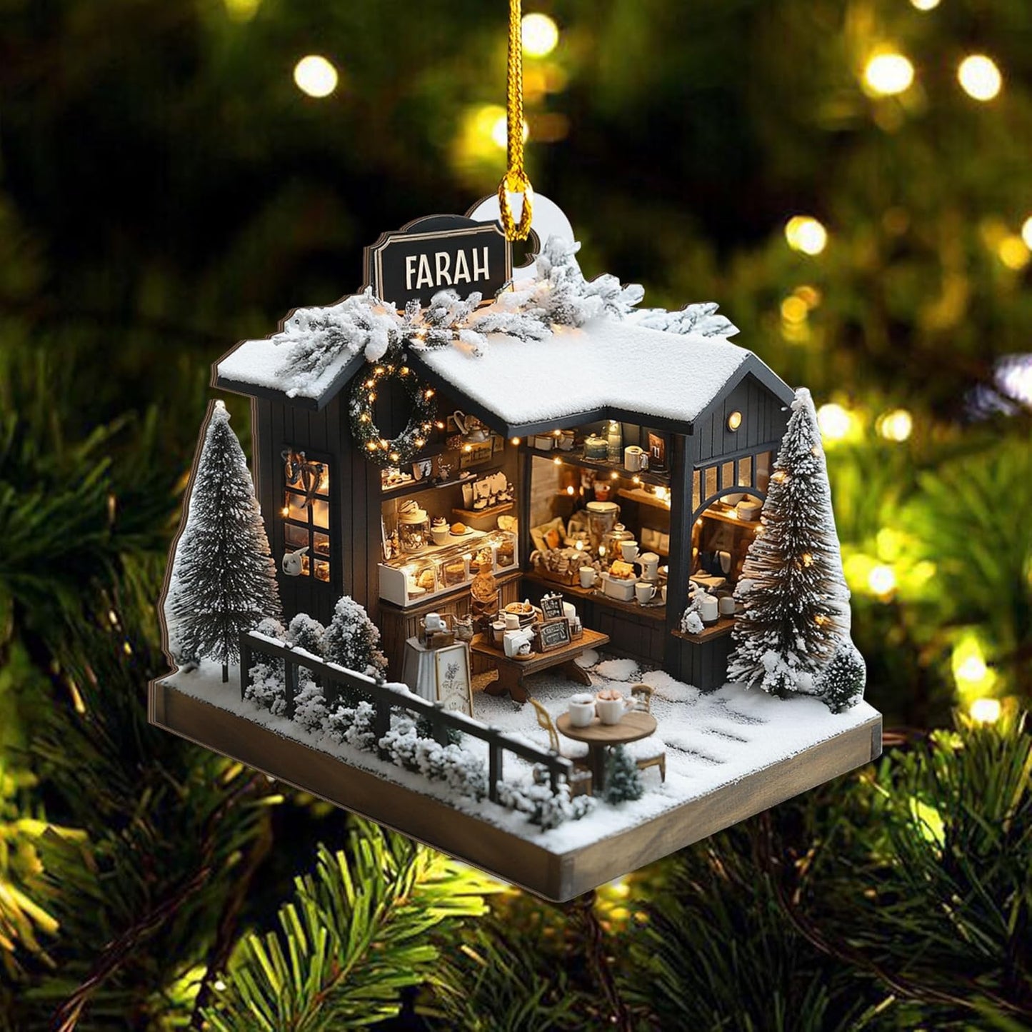 Personalized Coffee House Ornament – Unique Holiday Keepsake for Coffee Lover TC21