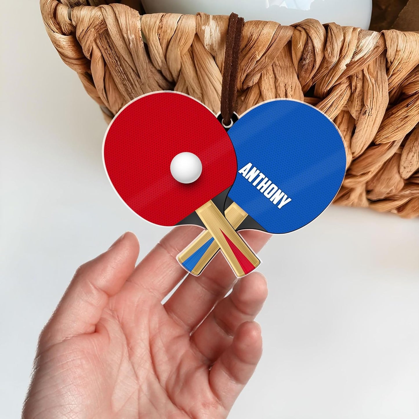 Personalized Ping Pong Christmas Ornament – Custom Name Acrylic 2D Flat Table Tennis Ornament, Holiday Decoration, Gift for Table Tennis Players TT1