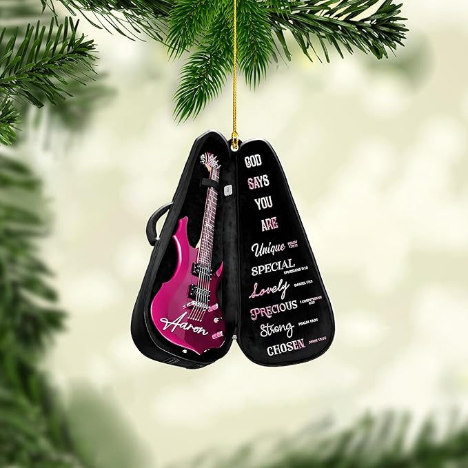 Custom Electric and Acoustic Guitar Christmas Ornament - Guitar Ornament Gift LL16