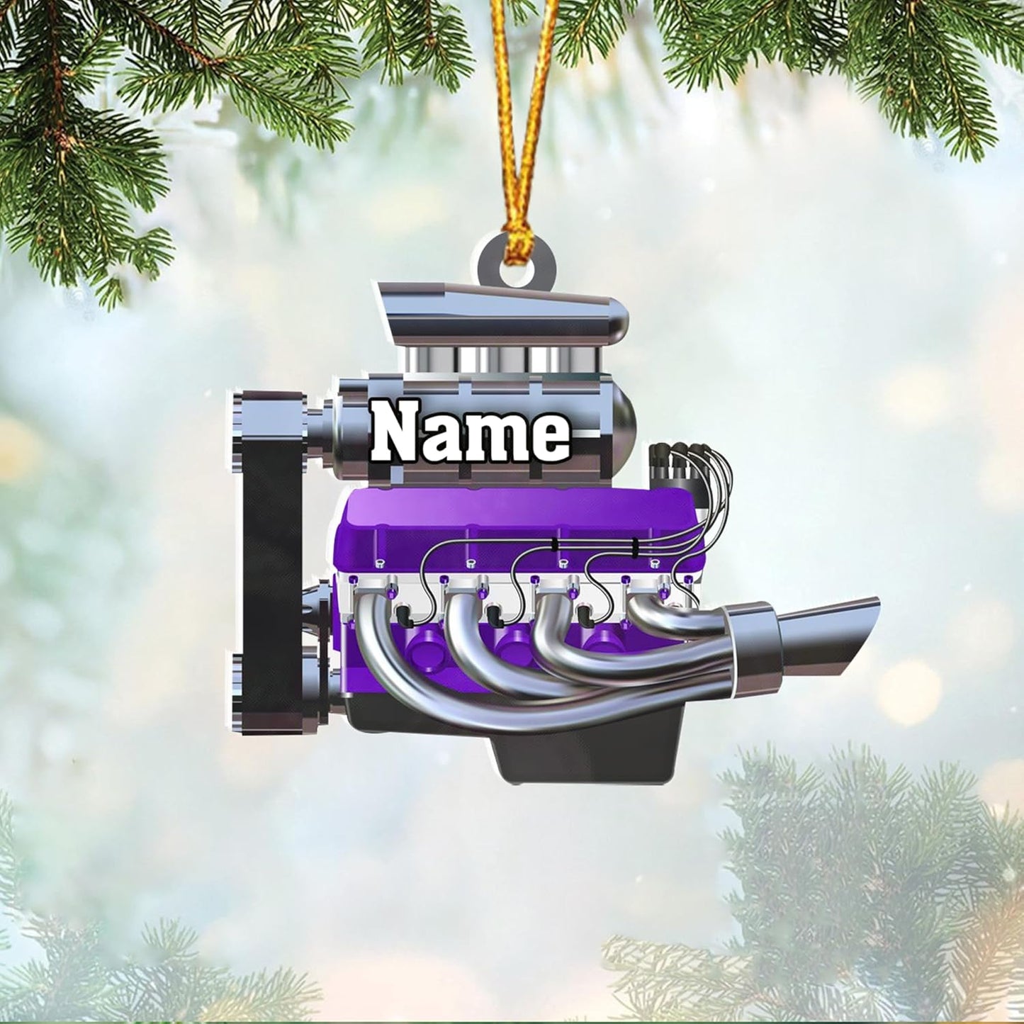 Custom Drag Racing Ornament – Personalized Hot Rod Engine Acrylic Christmas Decoration, Mechanic Gift for Car Lovers TDR18