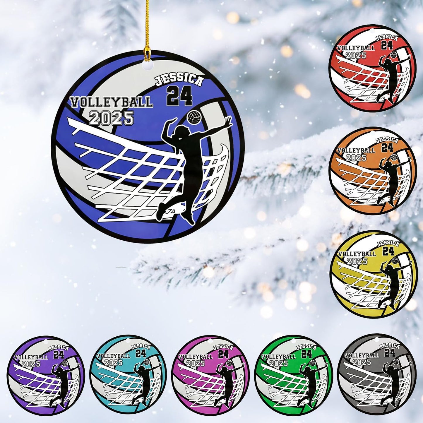 Personalized Volleyball Christmas Ornament – Custom Name Acrylic Ornament, Team Sports Holiday Decor, Volleyball Player Gift, Custom Xmas Keepsake TV6