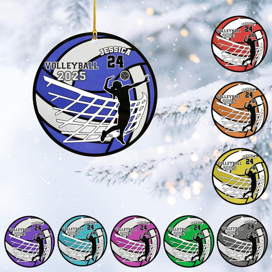 Personalized Volleyball Christmas Ornament – Custom Name Acrylic Ornament, Team Sports Holiday Decor, Volleyball Player Gift, Custom Xmas Keepsake TV6