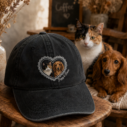 Custom Pet Photo Embroidered Hat, Personalized Dog Face Baseball Cap, Dog Mom Gift THUC99
