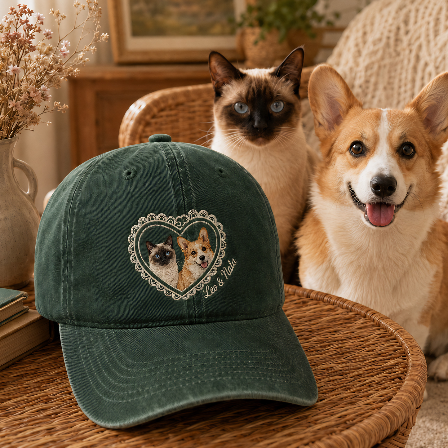 Custom Pet Photo Embroidered Hat, Personalized Dog Face Baseball Cap, Dog Mom Gift THUC99
