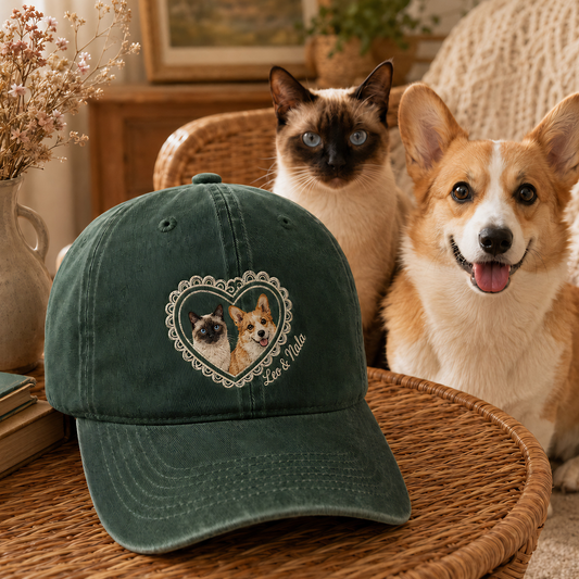 Custom Pet Photo Embroidered Hat, Personalized Dog Face Baseball Cap, Dog Mom Gift THUC99