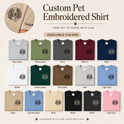 Personalized Dog Photo Embroidered Shirt, Custom Pet Portrait T-Shirt, Dog Mom Gift THUC99