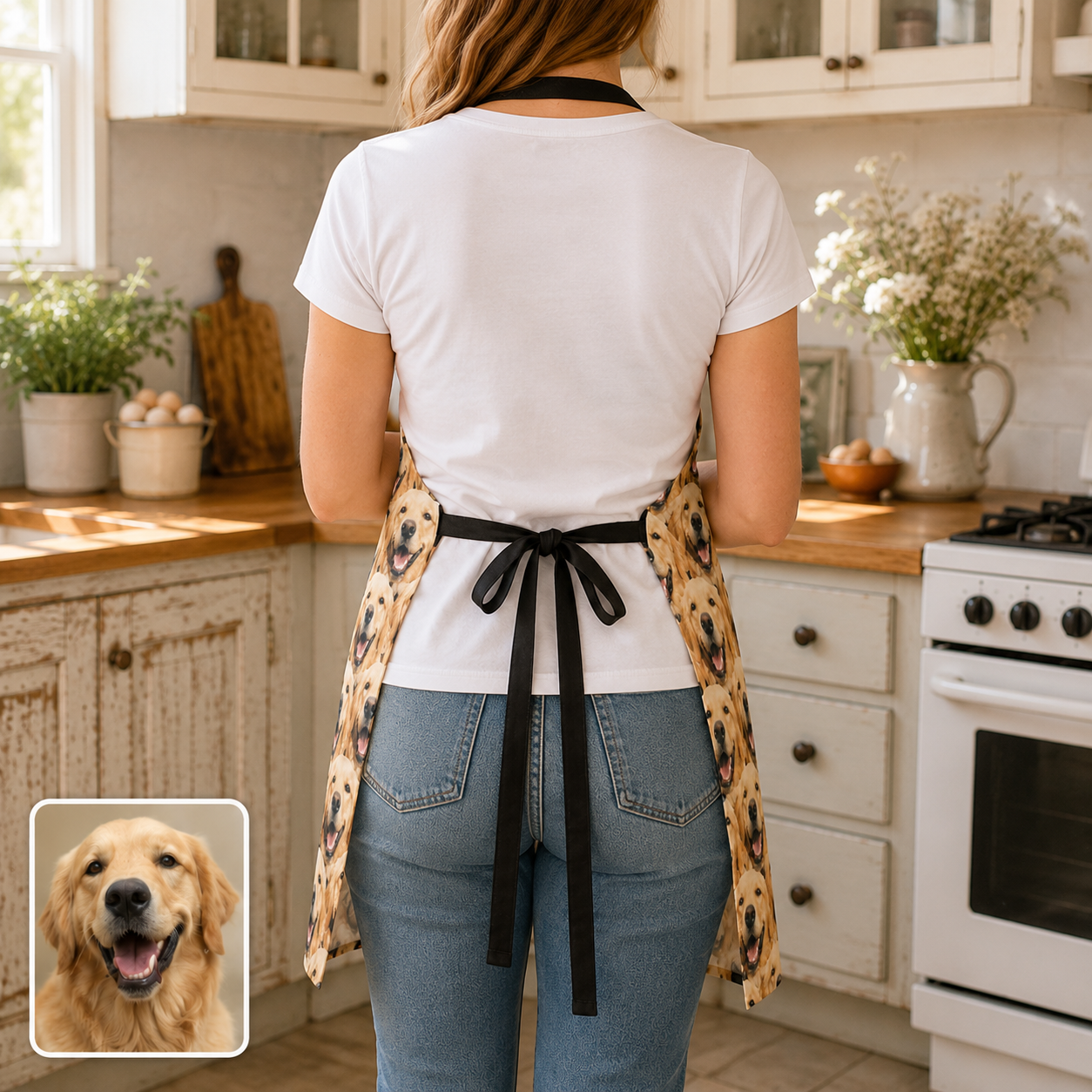 Custom Pet Photo Apron Personalized Dog Lover BBQ Apron, Unique Kitchen Apron Gift for Dog Mom and Dad THUC99