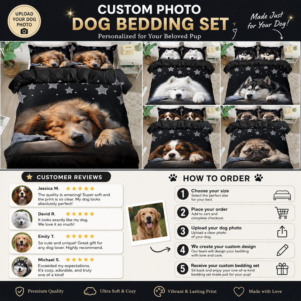 Custom Dog Bed Sheet Set, Personalized Pet Photo Bedding For Dog Dad THUC99