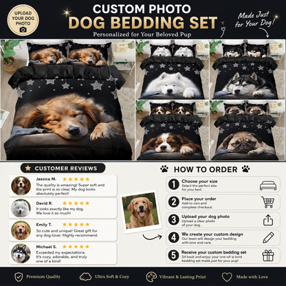 Custom Dog Bed Sheet Set, Personalized Pet Photo Bedding For Dog Dad THUC99